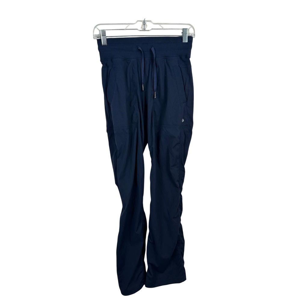 Lululemon Dance Studio Pants Women Size 2 Navy Blue Excellent Ruched Mid-Rise